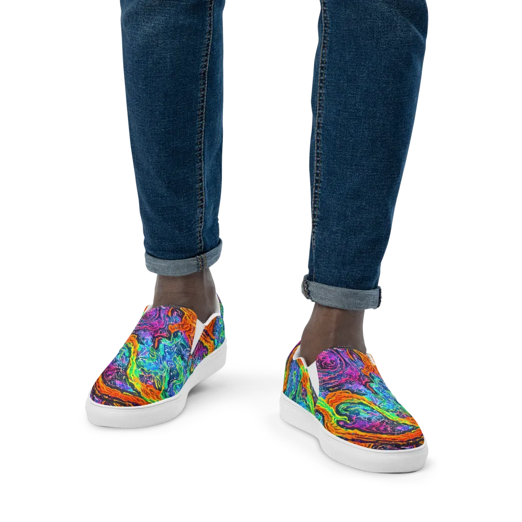 Citrus Abyss on Men's Slip-On Canvas Shoes — Front