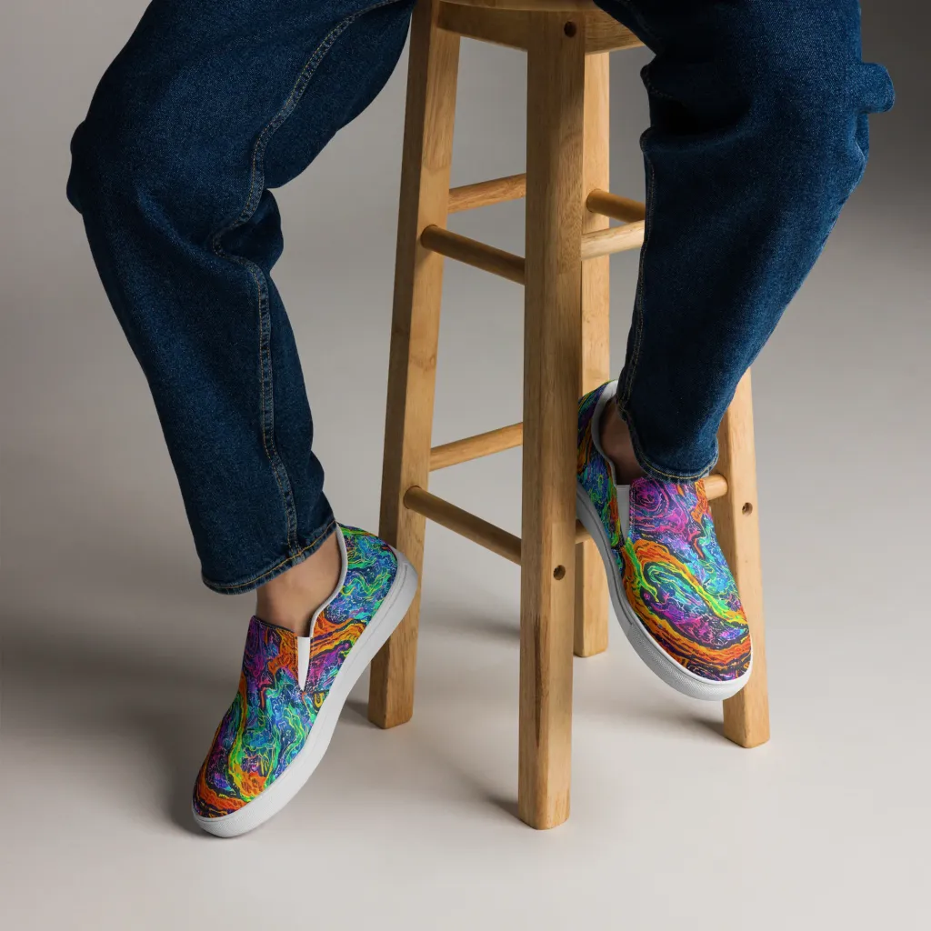 Citrus Abyss on Men's Slip-On Canvas Shoes — Front
