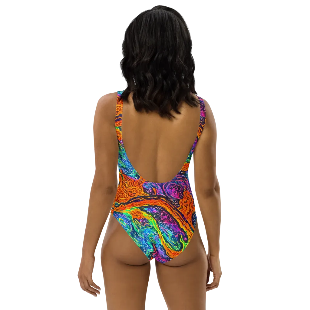 Citrus Abyss on One-Piece Swimsuit — Back
