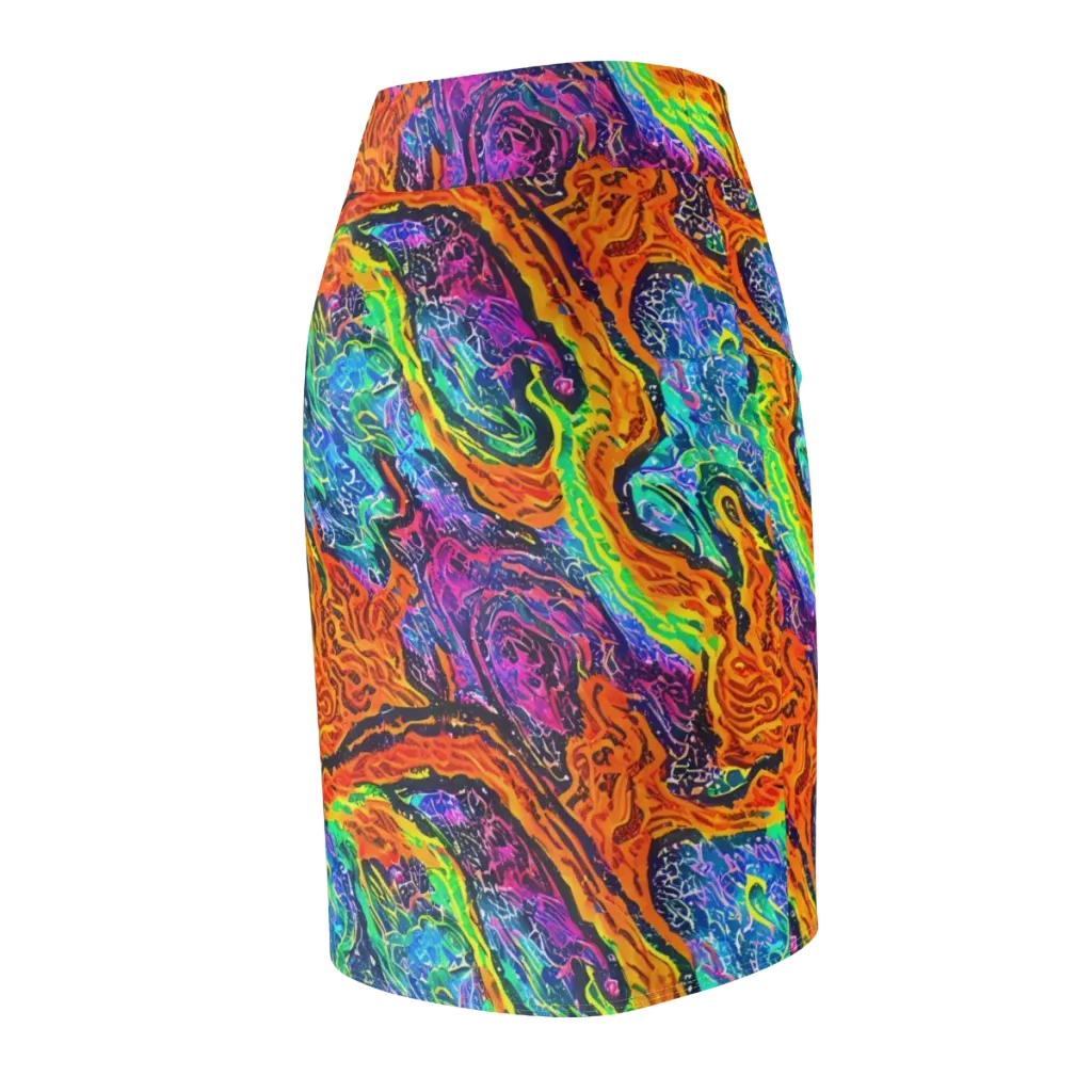 Citrus Abyss on Pencil Skirt — Back Side