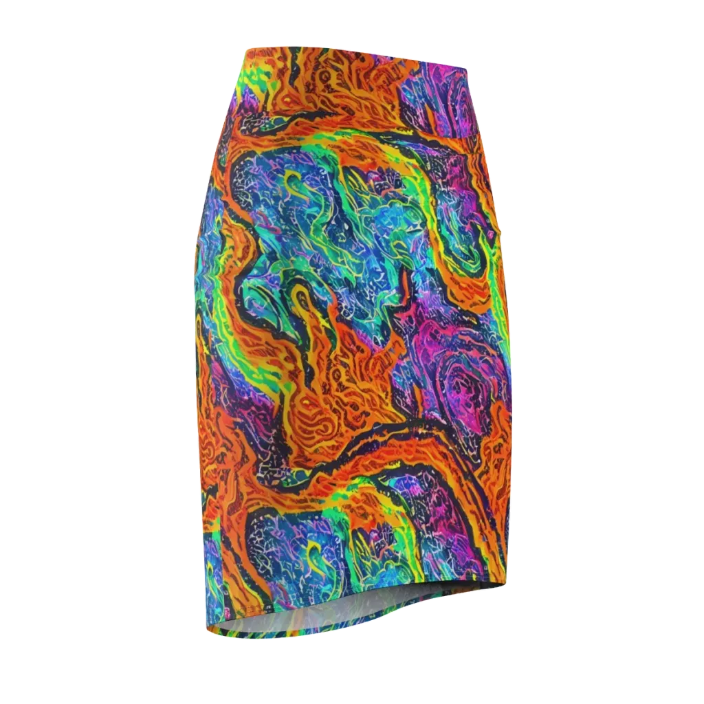 Citrus Abyss on Pencil Skirt — Front Side