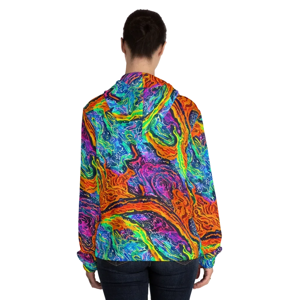Citrus Abyss on Women's Full-Zip Hoodie — Back On Person