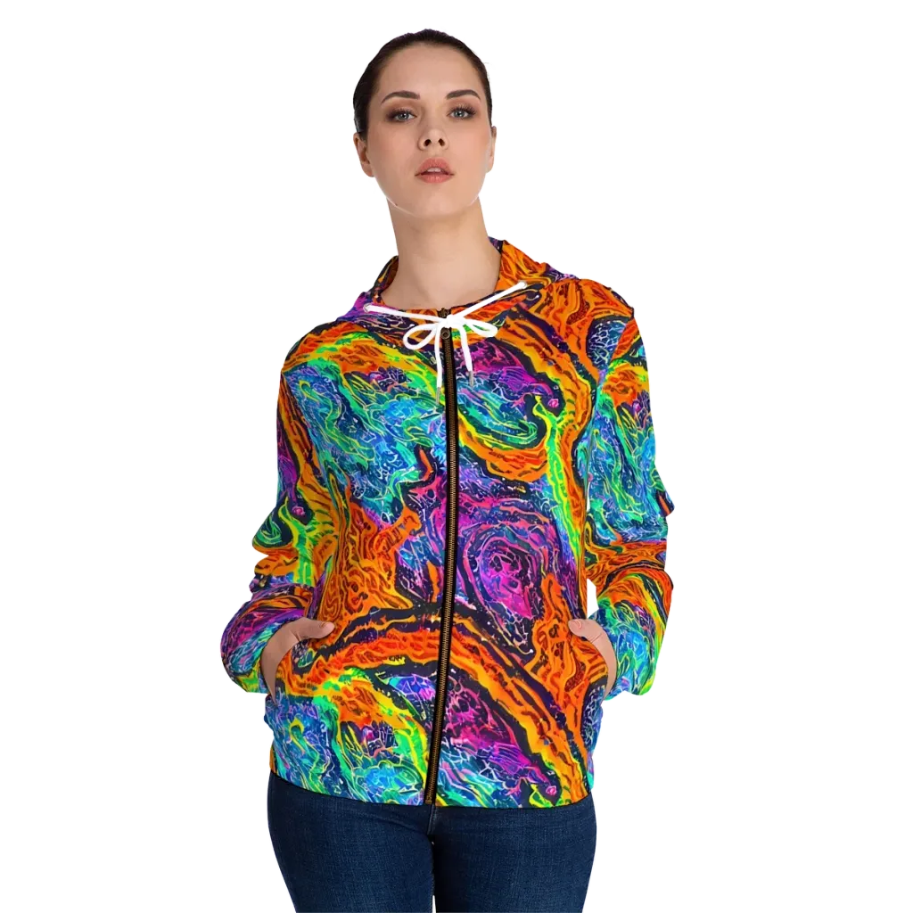 Citrus Abyss on Women's Full-Zip Hoodie — Front On Person