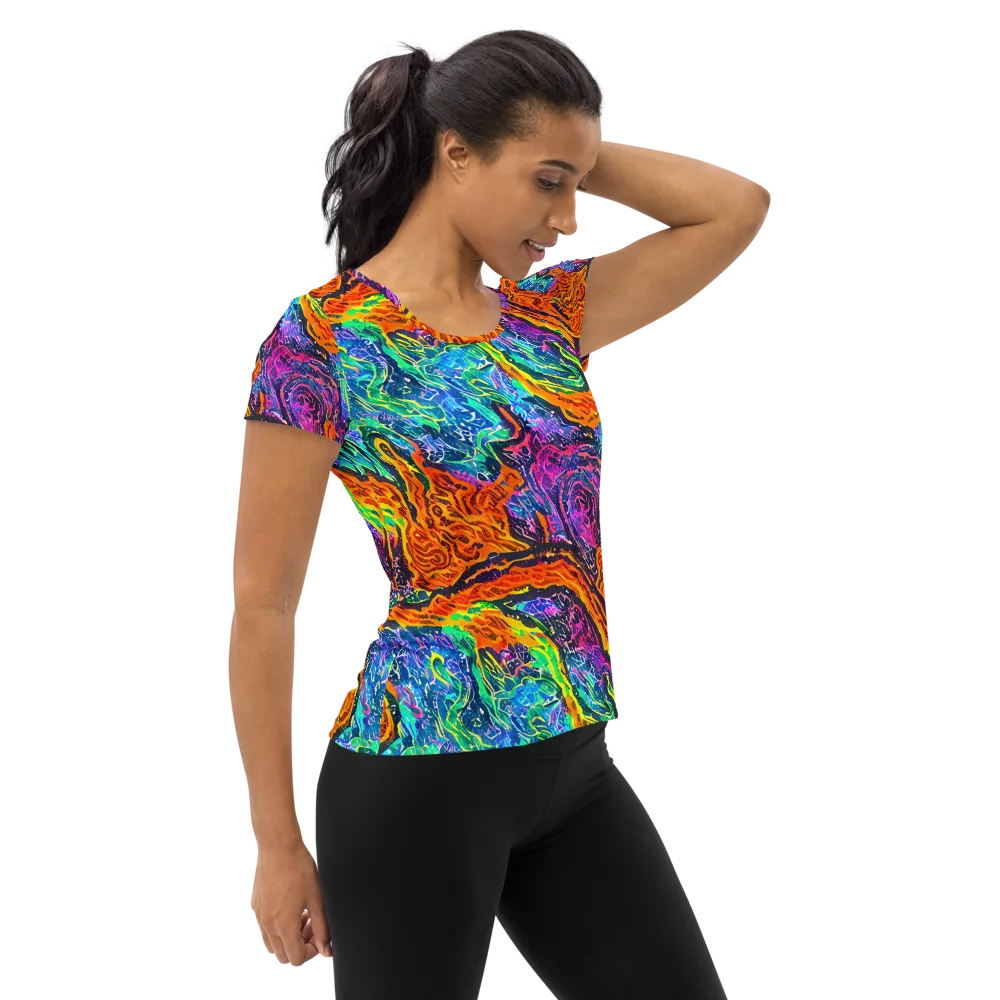 Citrus Abyss on Women's Athletic T-Shirt — Right