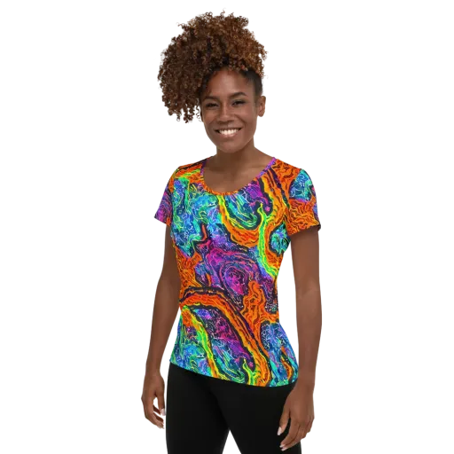 Citrus Abyss on a Women's Athletic T-Shirt