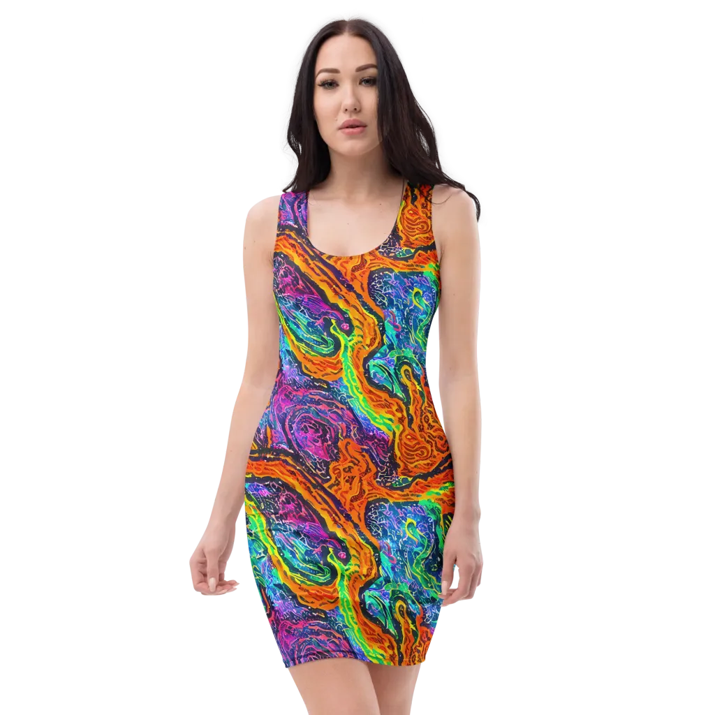 Citrus Abyss on Bodycon Dress — Front