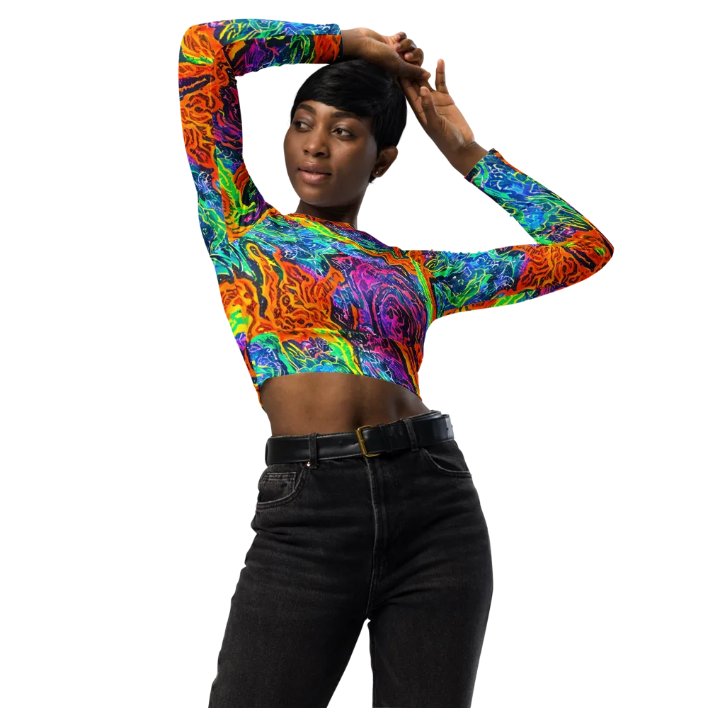 Citrus Abyss on Long Sleeve Crop Top — Front