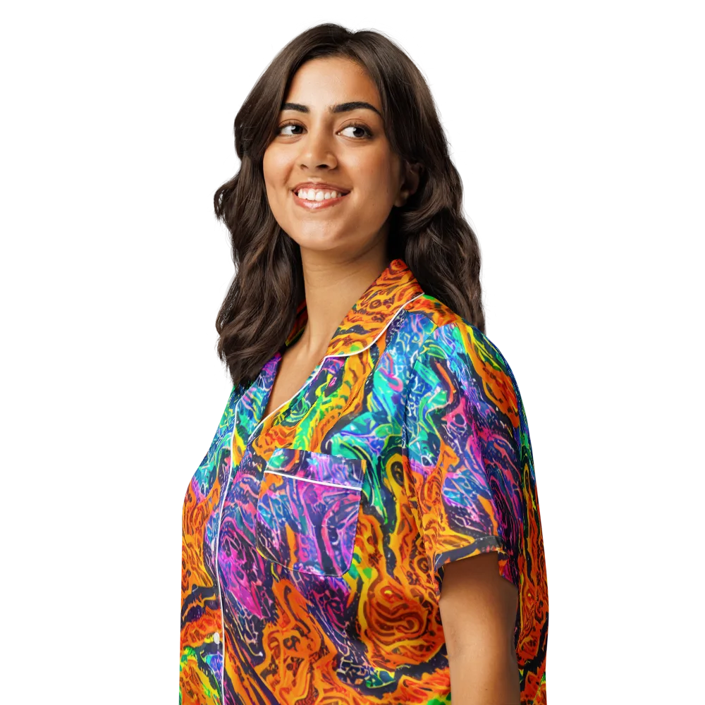 Citrus Abyss on Women's Short Sleeve Pajama Top — Left Front