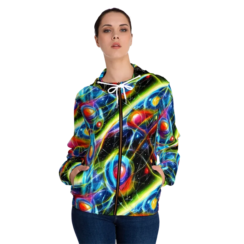 Infinity Reactor on Women's Full-Zip Hoodie — Front On Person