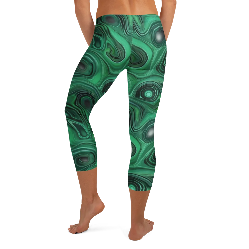 Verdant Vortex on Capri Leggings — Back