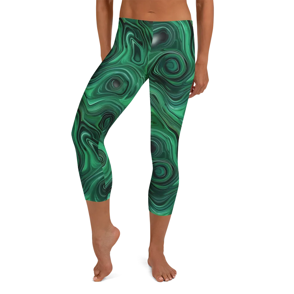 Verdant Vortex on Capri Leggings — Front