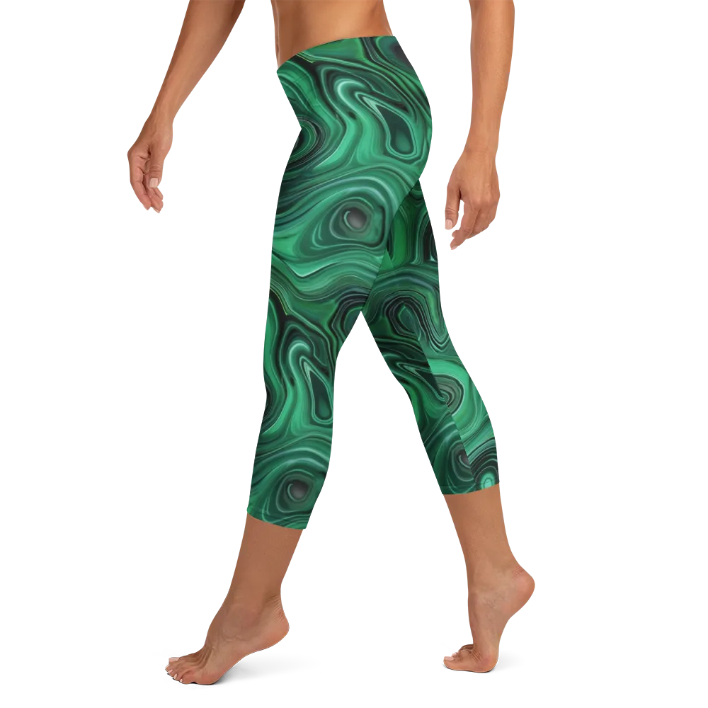 Verdant Vortex on Capri Leggings — Left