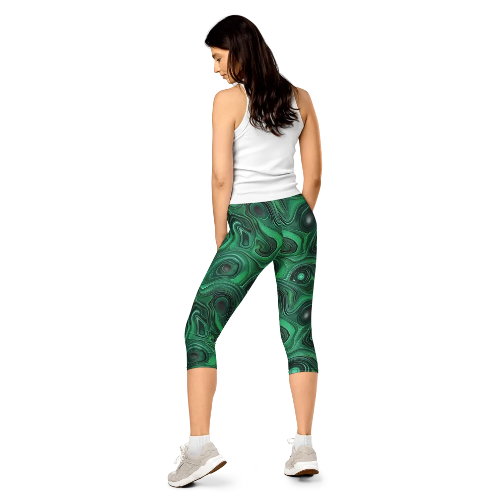 Verdant Vortex on Capri Leggings — Back