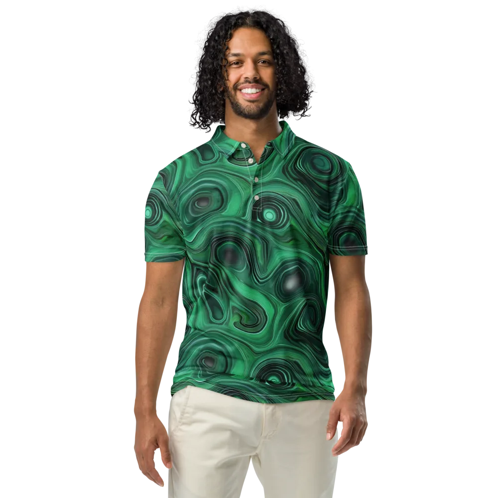 Verdant Vortex on Men's Slim Fit Polo Shirt — Front