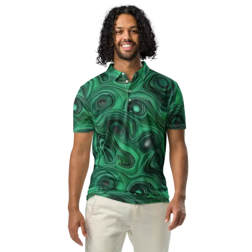 Verdant Vortex on a Men's Slim Fit Polo Shirt