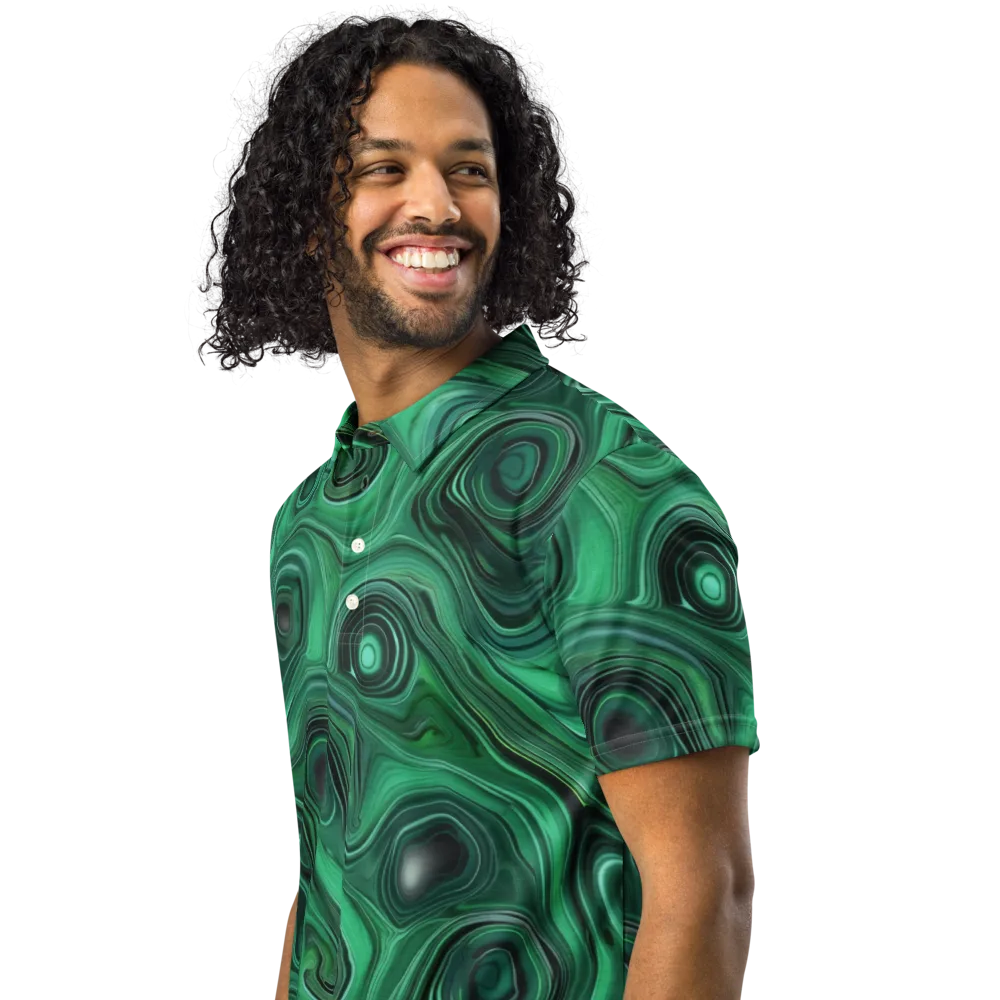 Verdant Vortex on Men's Slim Fit Polo Shirt — Left Front