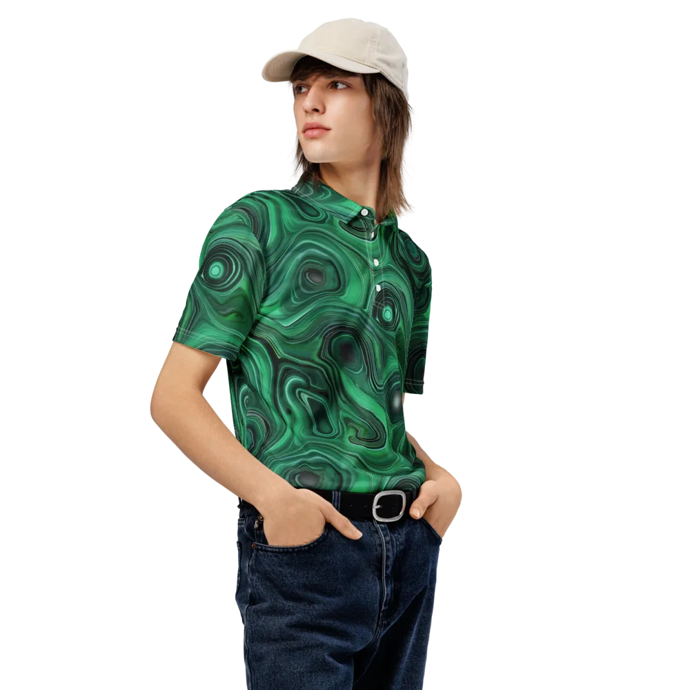 Verdant Vortex on Men's Slim Fit Polo Shirt — Right Front