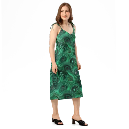 Verdant Vortex on a Slip Dress