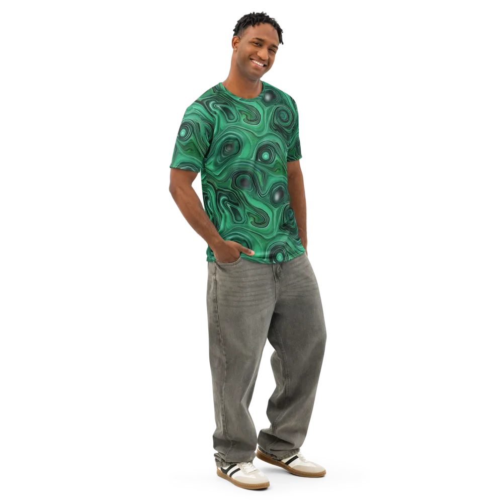 Verdant Vortex on Men's Cotton Crew Neck T-Shirt — Right Front
