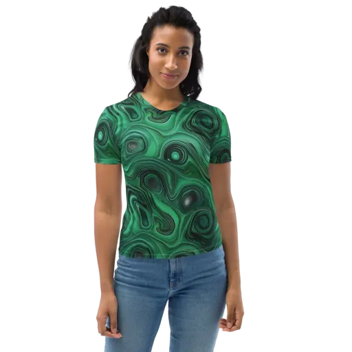 Verdant Vortex on a Women's Crew Neck T-Shirt