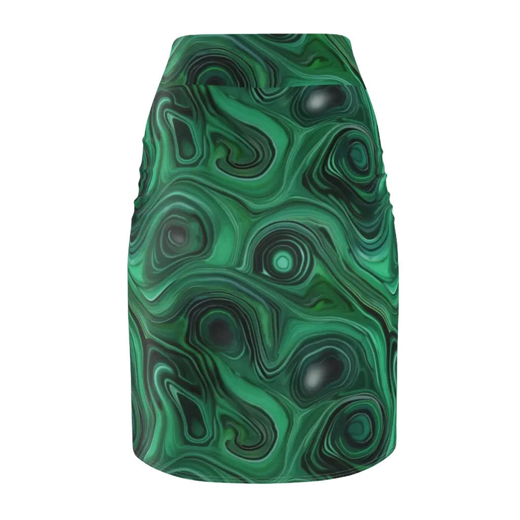 Verdant Vortex on Pencil Skirt — Back