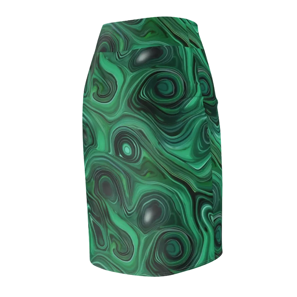 Verdant Vortex on Pencil Skirt — Back Side