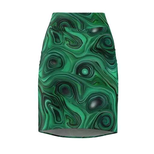 Verdant Vortex on a Pencil Skirt