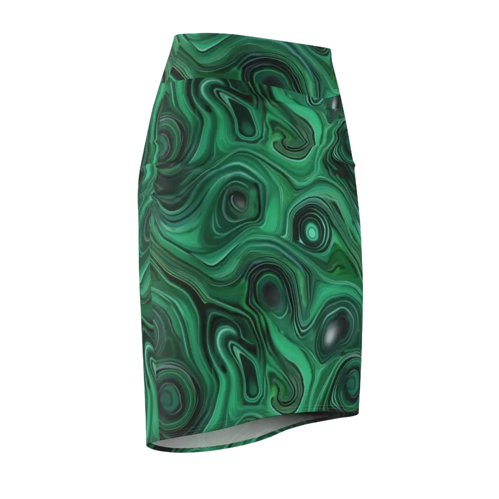 Verdant Vortex on Pencil Skirt — Front Side