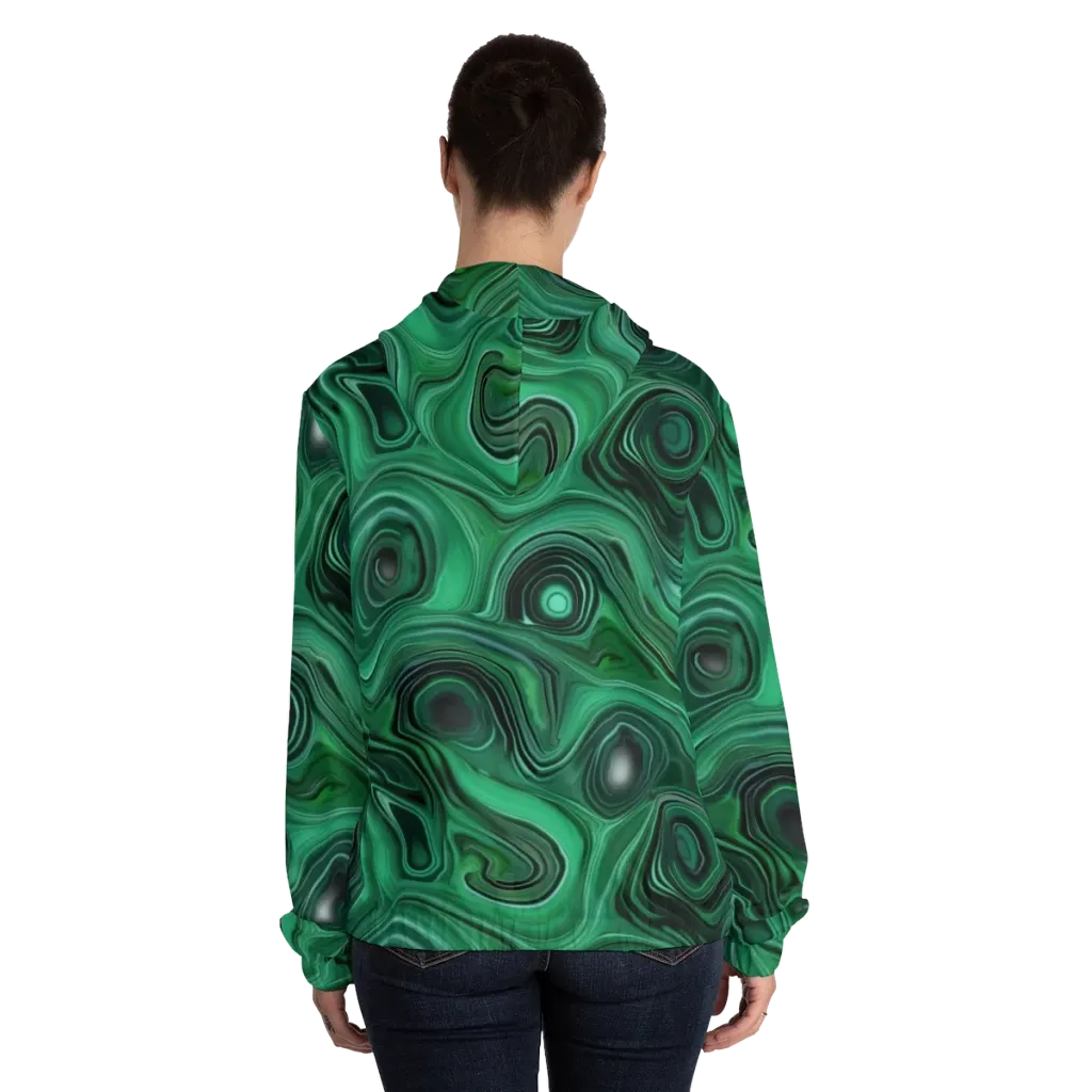 Verdant Vortex on Women's Full-Zip Hoodie — Back On Person