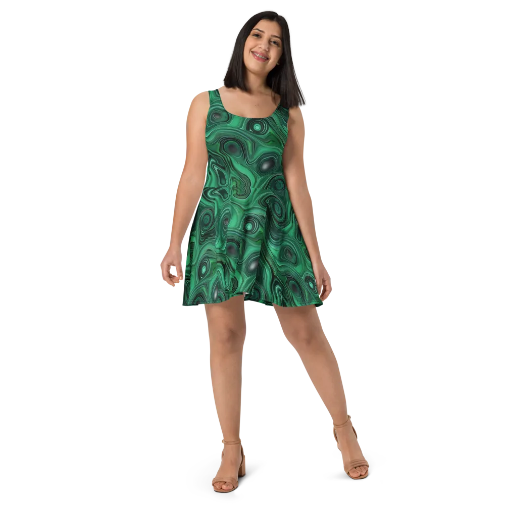 Verdant Vortex on Skater Dress — Front