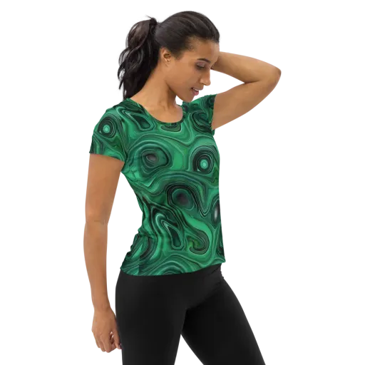 Verdant Vortex on a Women's Athletic T-Shirt