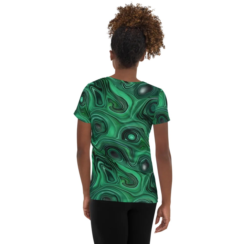 Verdant Vortex on Women's Athletic T-Shirt — Back