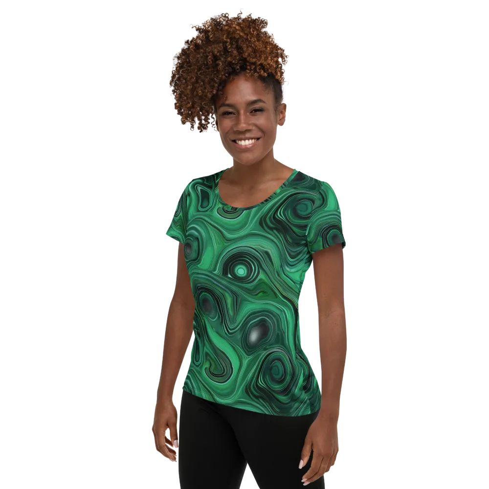 Verdant Vortex on Women's Athletic T-Shirt — Left