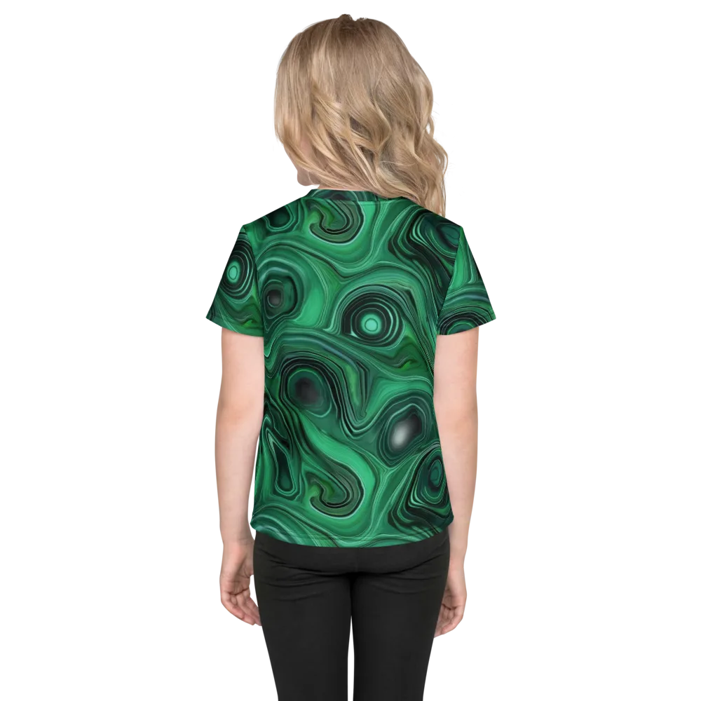 Verdant Vortex on Kids Crew Neck T-Shirt — Back