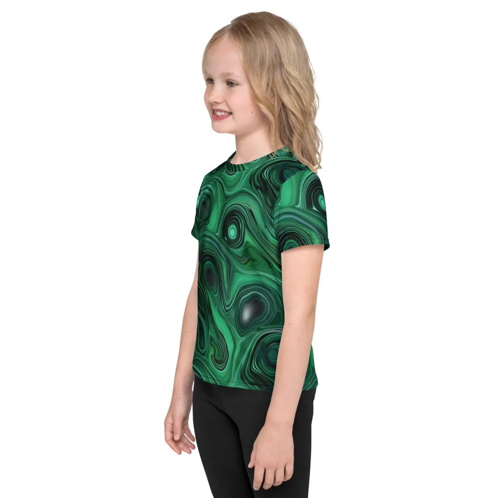 Verdant Vortex on Kids Crew Neck T-Shirt — Left