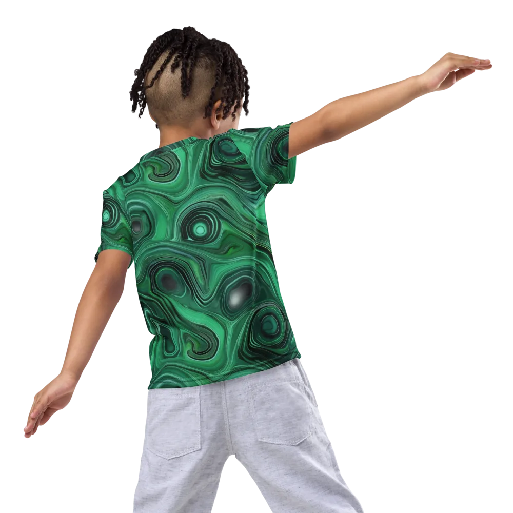 Verdant Vortex on Kids Crew Neck T-Shirt — Back