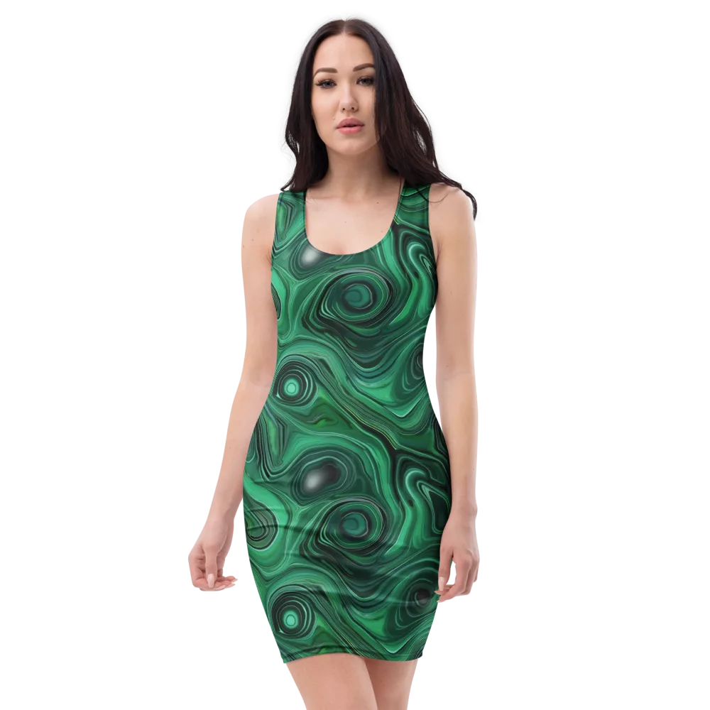 Verdant Vortex on Bodycon Dress — Front