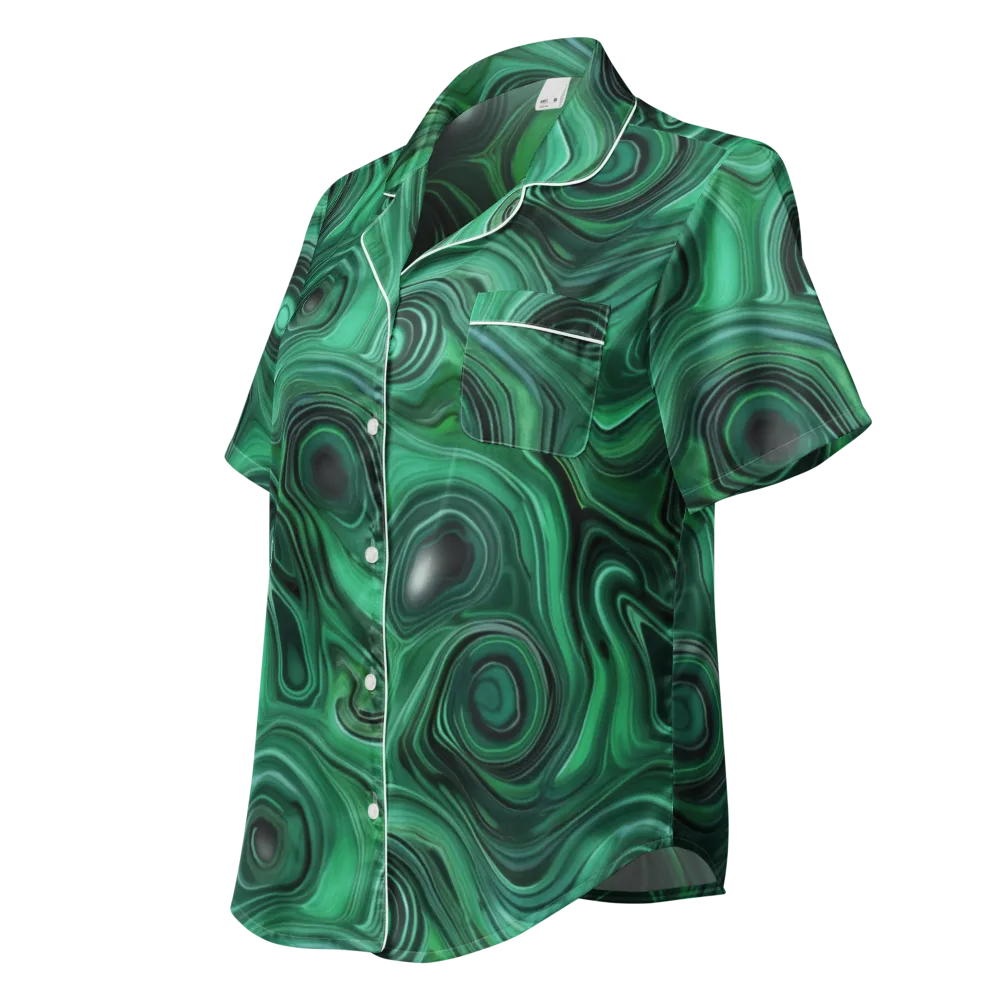 Verdant Vortex on Women's Short Sleeve Pajama Top — Left Front