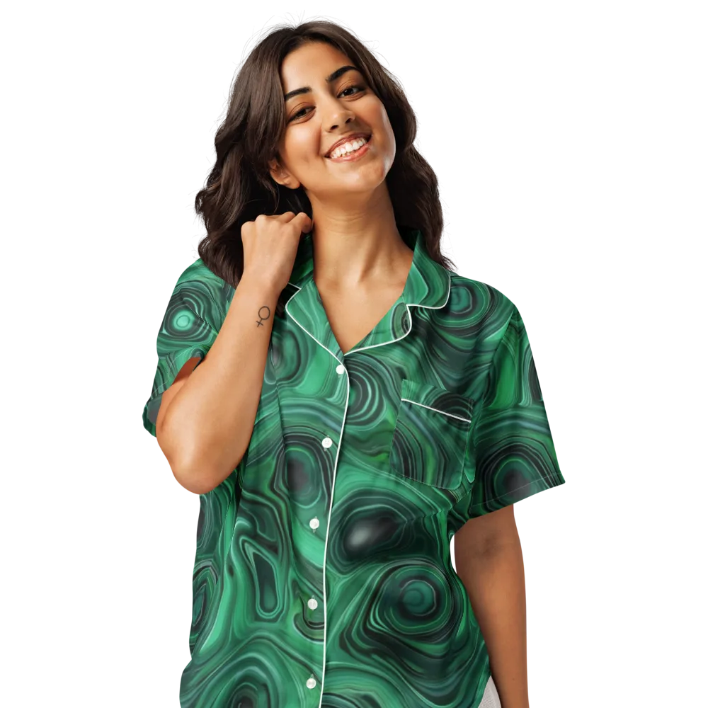 Verdant Vortex on Women's Short Sleeve Pajama Top — Front