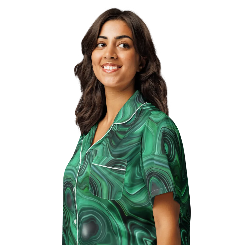 Verdant Vortex on Women's Short Sleeve Pajama Top — Left Front