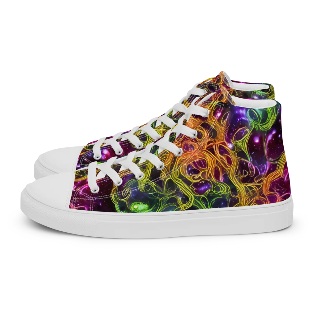 Infinite Filament on Men's High Top Canvas Shoes — Left