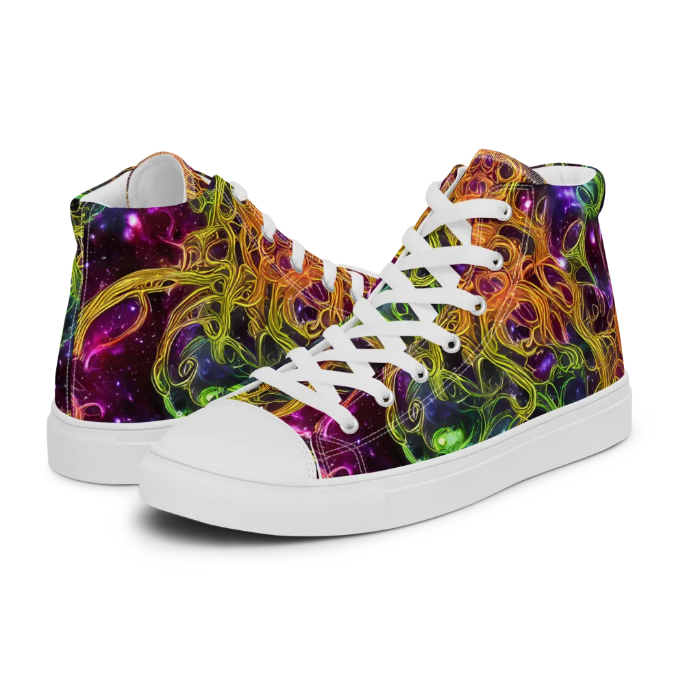 Infinite Filament on Men's High Top Canvas Shoes — Left