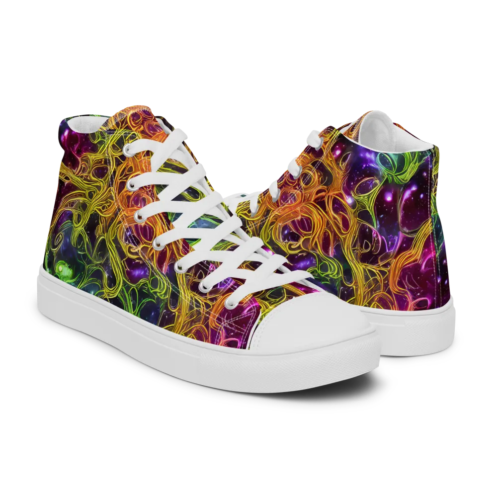 Infinite Filament on Men's High Top Canvas Shoes — Right