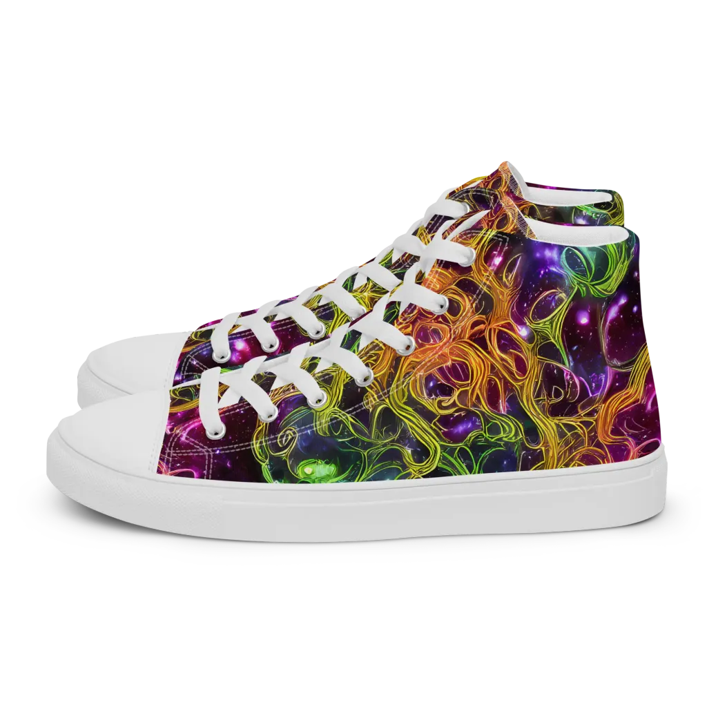 Infinite Filament on Women's High Top Canvas Shoes — Left