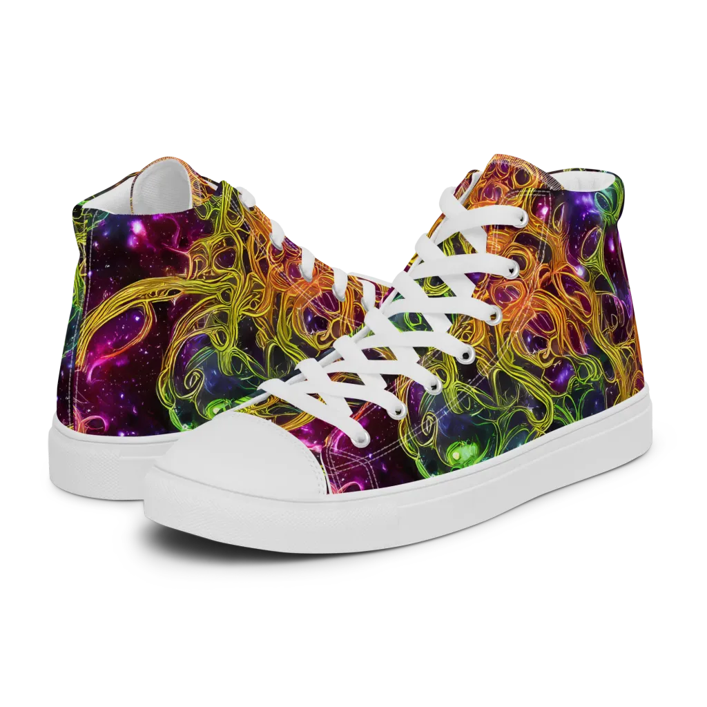 Infinite Filament on Women's High Top Canvas Shoes — Left