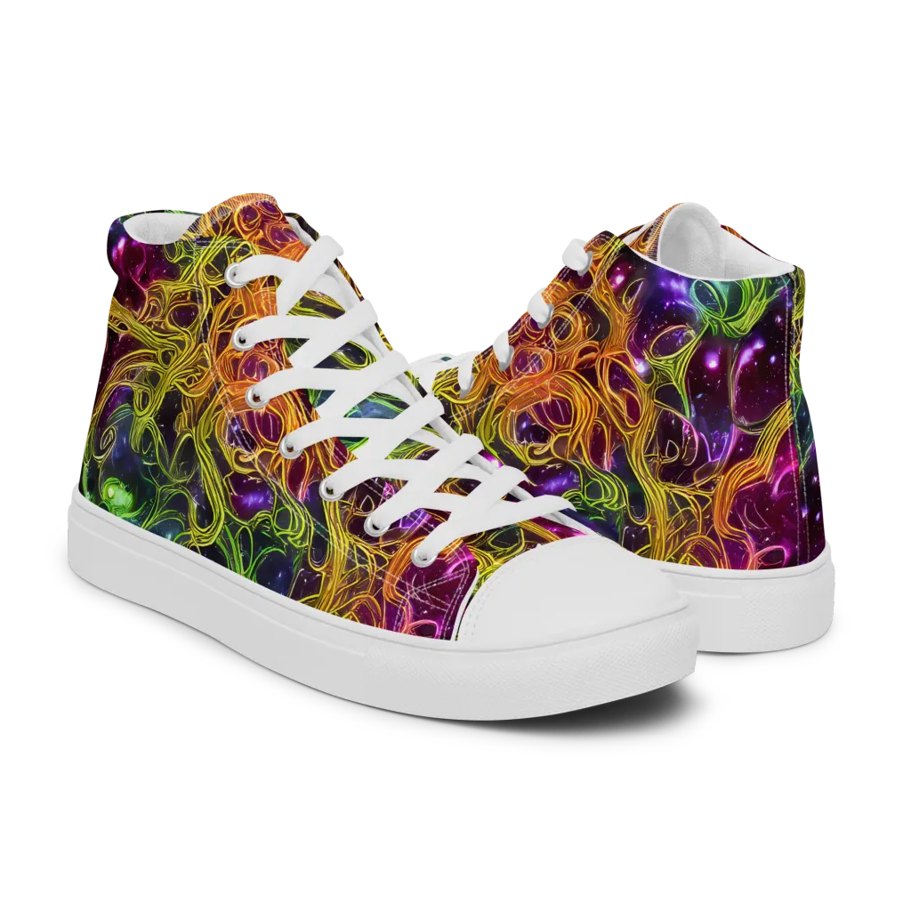 Infinite Filament on Women's High Top Canvas Shoes — Right
