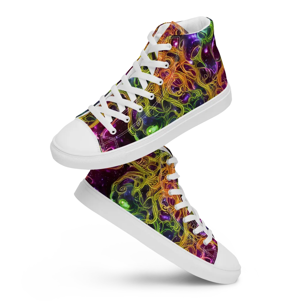 Infinite Filament on Women's High Top Canvas Shoes — Front