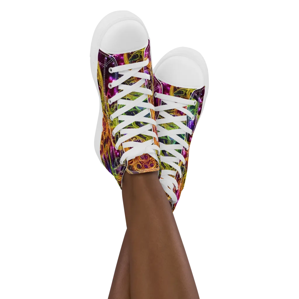 Infinite Filament on Women's High Top Canvas Shoes — Front