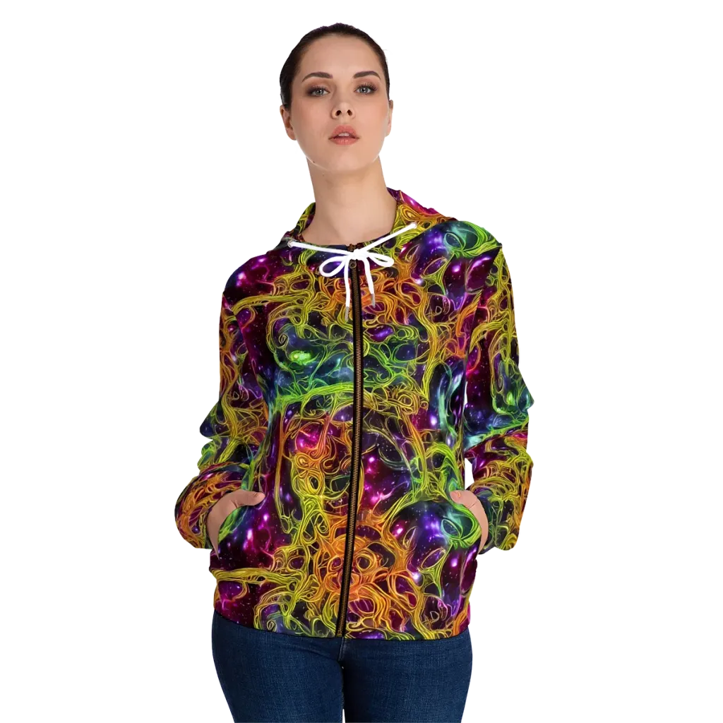 Infinite Filament on Women's Full-Zip Hoodie — Front On Person