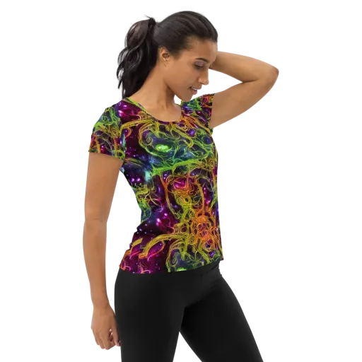Infinite Filament on a Women's Athletic T-Shirt